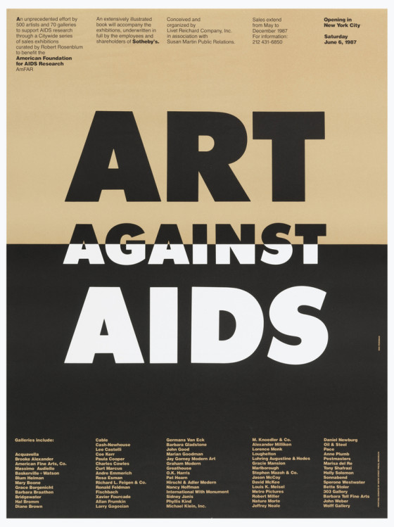 Poster, Art Against Aids. lithograph on paper. Gift of Ken Friedman. 1997-19-232.