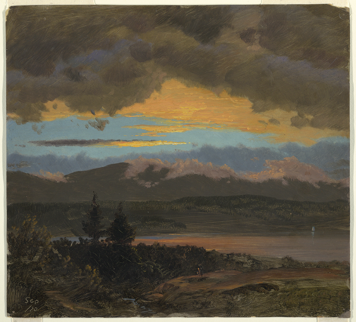 landscape with clouds at the beginning of sunset