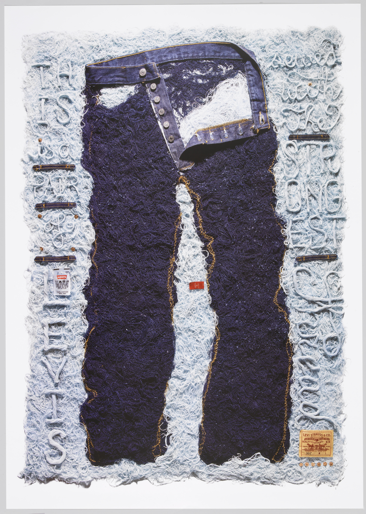 Poster advertisement for Levi's jeans. Recreation of jeans from its deconstructed thread.