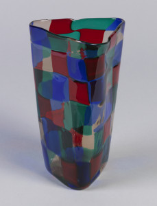 Vase made of multicolored glass squares