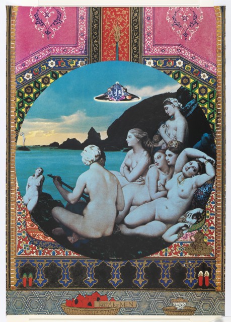 five nude women on a lake