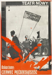Russian propaganda poster with man holding sign