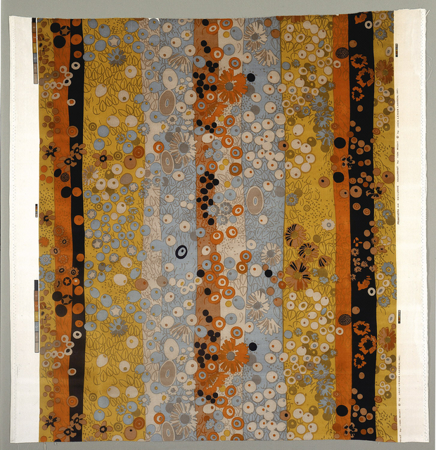 Floral print textile in warm colors