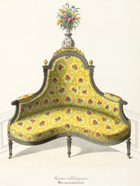 Yellow cushioned corner chair