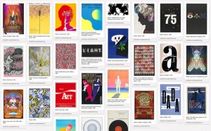 Screen shot of a Pinterest board displaying a selection of Cooper Hewitt posters.