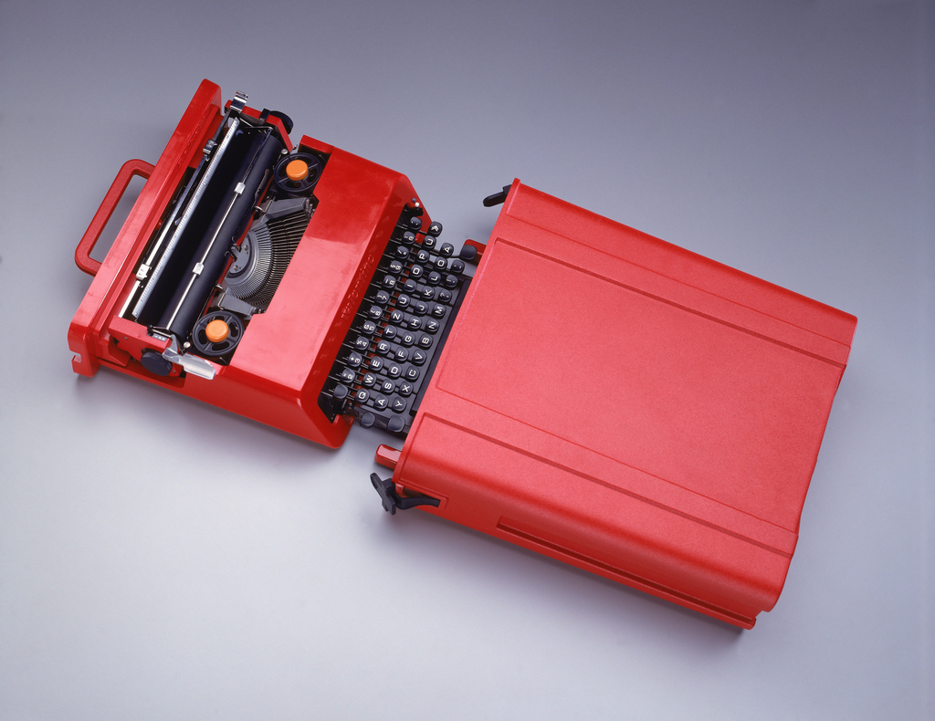 red type writer