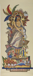 Window shade with Hawaiian dancer