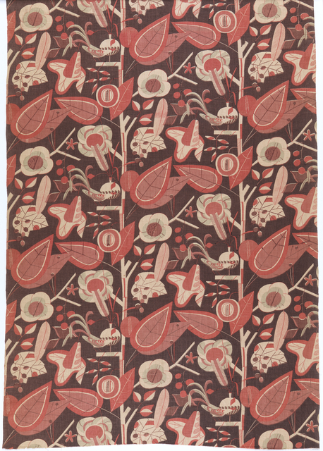 textile with deep red flower pattern