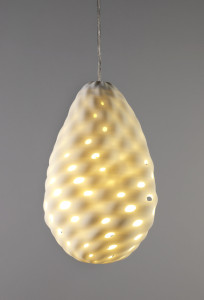hanging cocoon-like lamp