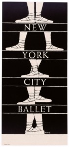 New York City Ballet poster with four cartoon ballet foot poses