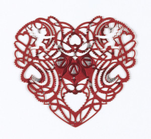 Heart-shaped lasercut Valentine's day card