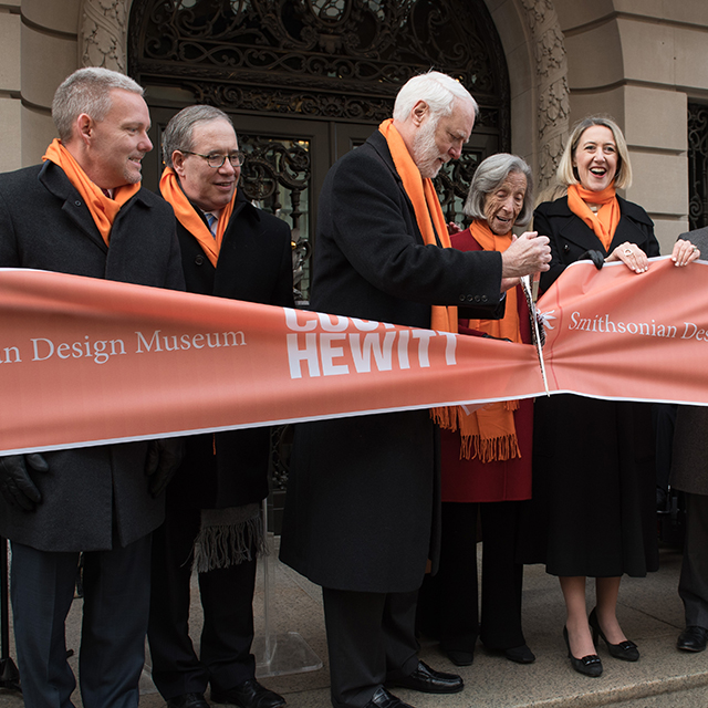 People attend the opening of the newly renovated Cooper Hewitt, Smithsonian Design Museum housed in the Carnegie mansion in New York City on December 12, 2014.