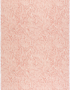 Printed cotton in seven colorways, with a trompe l'oeil design of rumpled striped fabric. a) two pinks, cream and grey; b) two blues, buff and grey; c) two greens, pink and grey; d)red, maroon, and two browns; e) four shades of gray; f) three greys and terra cotta; g) two greys and two browns.