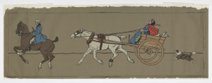 “Hunting” Frieze, 1905. Cecil Aldin1935). Produced by Arthur Sanderson & Sons, Ltd., London, England. Block printed on ingrain paper. Gift of Standard Coated Products, 1975-2-5-a/g