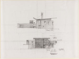 DRAWING, CHICKEN POINT CABIN, HAYDEN LAKE, ID: WEST AND SOUTH ELEVATIONS, FEBRUARY 15, 2001