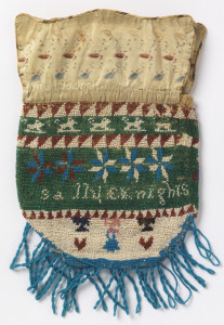 Bag. Made by Sally Exnights. Waterbourough, England, 1837. Silk, glass beads. Gift of Harvey Smith, 1968-135-46