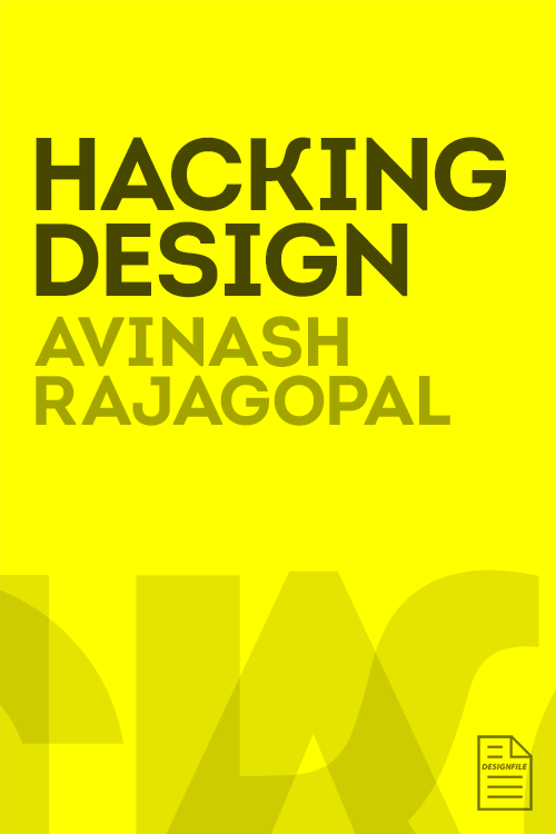 Cover of Hacking Design ebook, yellow background with plain typography.