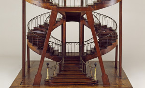 Miniature model of a grand spiraling staircase.