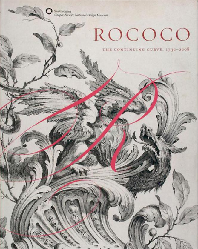 book cover showing a very ornate, swirly black and white etching with a swooping capital red letter "R" overlaid.