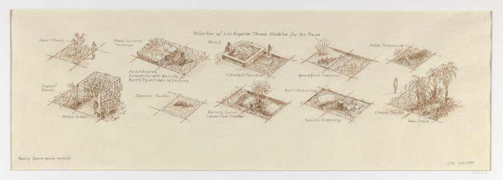 Drawing, Proposal for Pershing Sq, 1986