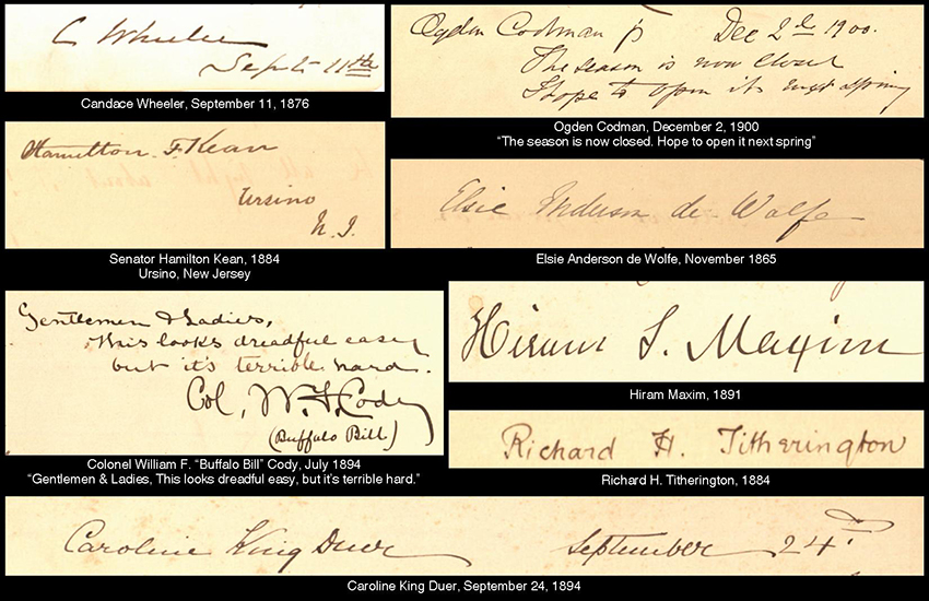Several signatures, labeled with typed text.