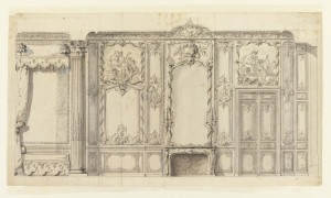 Elevation drawing of an opulent bedroom in the Hotel de Soubise, Paris