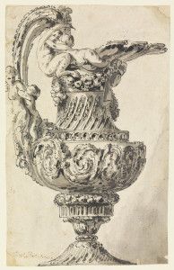 Design for an ewer featuring foliate scrolls and miniature nymphs