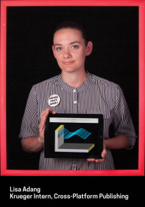 woman holding tablet