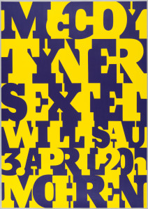 Large, bold, yellow letters cover entire poster from upper left to lower right.