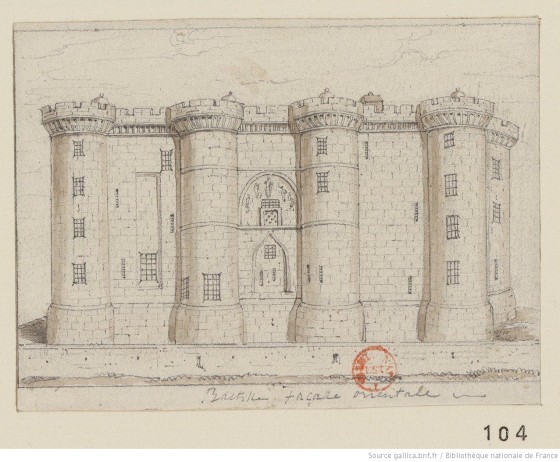 Eastern facade of the Bastille Prison in Paris