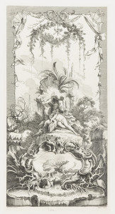 Design for a folding screen panel with nautical and classical motifs