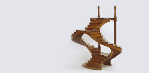 Wooden model staircase, curvaceous.