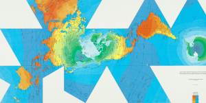 Map, Fuller projection, dymaxi; white gloss paper; Transfer from Exhibitions Department; 1995-71-16