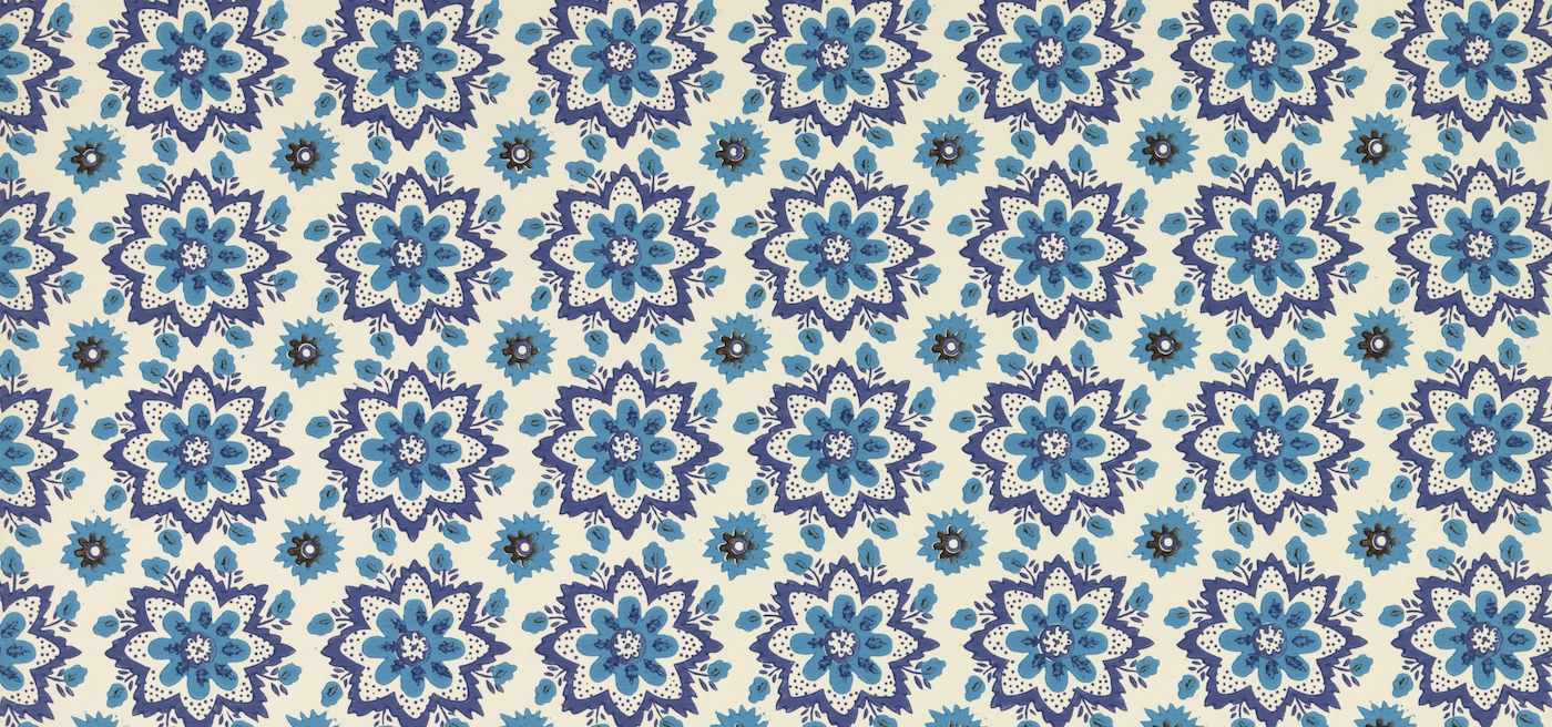 Image of a sidewall sample with a Christmas rose pattern. Read below to learn how to give a gift membership to Cooper Hewitt.