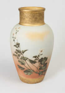Vase, 1886, molded and hand-painted gilded and glazed earthenware;manufactured by Rookwood Pottery (US)
