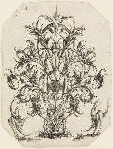 Print, Plate 1 from a Series of Nosegay Designs, 1614, created by Wendel Dietterlin the younger