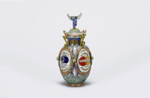 Credit card reliquary vase and lid, 1991, matt nolen