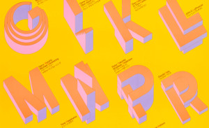 pink block letters on a yellow background