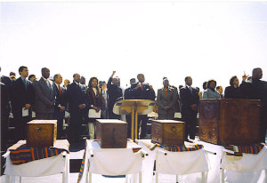 Rites of Ancestral Return Ceremony, 2003. Photo courtesy African Burial Ground National Monument