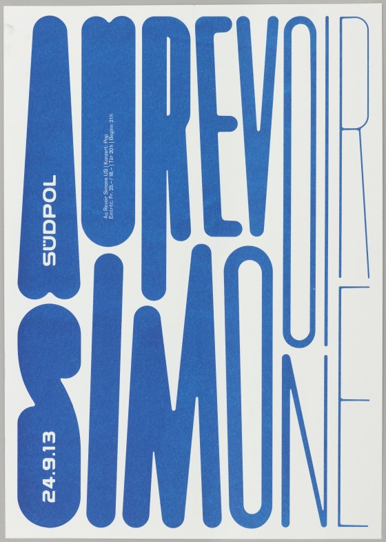 Poster, Au Revoir Simone, 2013. Designed by Felix Pfäffli for Südpol (Kriens, Switzerland). Risograph. 42 × 29.4 cm (16 9/16 × 11 9/16 in.). Gift of Felix Pfäffli, 2015-3-5.