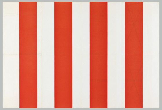 Poster, Exhibition Poster for Wide White Space Gallery (Antwerp, Belgium), 1971. Designed by Daniel Buren (French, b. 1938) Offset lithographs. 52.1 × 77.5 cm (20 1/2 × 30 1/2 in.). Museum purchase from General Acquisitions Endowment and Smithsonian Institution Collections Acquisition Program Funds, 1999-45-8