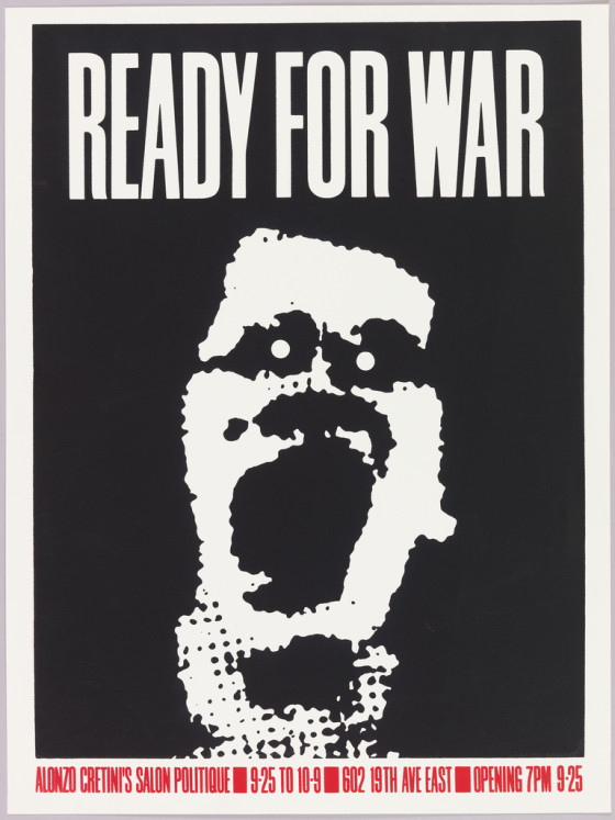 Poster, Ready for War, 1982. Designed by Art Chantry (American, b. 1954). Screenprint. 60.9 × 45.5 cm (24 × 17 15/16 in.). Gift of Steven Heller and Karrie Jacobs, 1993-53-27.