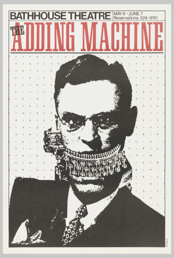 Poster, The Adding Machine, 1981. Art Chantry (American, b. 1954) for Bathhouse Theatre (Seattle, Washington, USA). Screenprint. 45.1 × 30.5 cm (17 3/4 × 12 in.). Gift of Art Chantry, 1995-69-31.