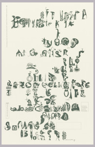 Poster, Obsessive-Compulsive Design, 1999. Designed by Ed Fella for AIGA, American Institute of Graphic Arts (New York, New York, USA). Offset lithograph. Printed by Pip Printing. 43.3 × 28.1 cm (17 1/16 × 11 1/16 in.). Gift of Edward Fella, 2002-8-16.