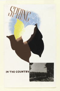 Poster, Spring in the Country, 1935. Designed by Edward McKnight Kauffer for Transport for London (London, England). Brush and gouache, photographic collage. 30.2 × 18.9 cm (11 7/8 × 7 7/16 in.). Gift of Mrs. E. McKnight Kauffer, 1963-39-513.