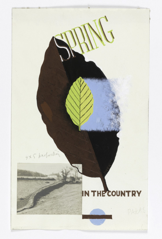 Drawing, Spring in the Country, 1935. Designed by Edward McKnight Kauffer for Transport for London (London, England). Brush and gouache, photographic collage. 30.4 × 18.7 cm (11 15/16 × 7 3/8 in.). Gift of Mrs. E. McKnight Kauffer, 1963-39-510.