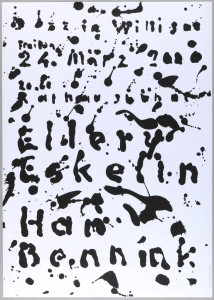 Poster, Jazz Willisau: Eskelin, Ham Bennink, 2009. Designed by Niklaus Troxler for Jazz Festival Willisau (Willisau, Switzerland). Offset lithograph.128.1 × 90.6 cm (50 7/16 × 35 11/16 in.) Gift of Niklaus Troxler, 2009-3-15.