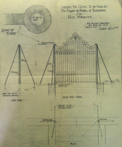 Drawing of the plan for a gate installation at Ringwood Manor by architect H.O. Milliken, ca. 1915.
