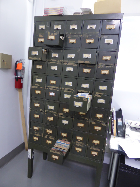 The Cooper Hewitt Postcard Collection file cabinet.