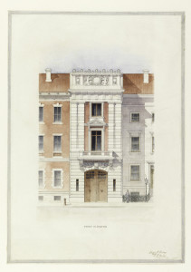 Drawing, Design for a Fire House: Front Elevation, ca. 1905. Designed by Christian Francis Rosborg. Pen and ink, brush and watercolor on paper. Gift of the Estate of Christian Francis Rosborg,1953-26-3.